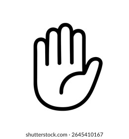 Simple Outline Hand Gesture Stop Sign Symbol Icon with Five Fingers