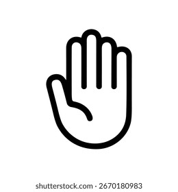 Simple Outline Hand Stop Palm Gesture Graphic Sign Icon