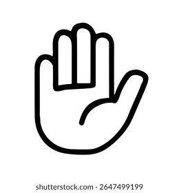 Simple Outline Hand Symbol Open Palm Stop Hand Icon