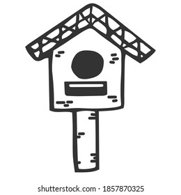 Simple outline hand-drawn bird house made in vector