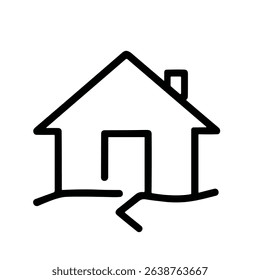 Simple Outline Handdrawn House Damaged Earthquake Icon Representation