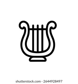 Simple Outline Handdrawn Lyre Musical Instrument Classical Graphic Symbol Icon
