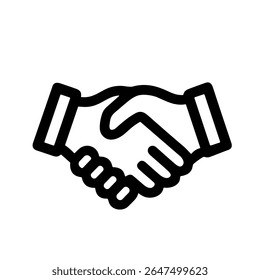 Símbolo de ícone de linha minimalista de negócios de acordo de handshake de estrutura de tópicos simples