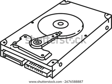 Simple Outline Hard Drive Disk Storage Device Line Art Icon