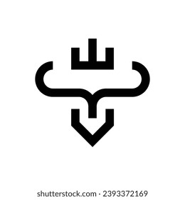 contorno simple de la cabeza del toro con el logotipo de los cuernos grandes vector