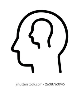 Simple Outline Head Inner Self Concept Mental Health Icon Design