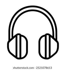 A simple outline of headphones, symbolizing audio listening and music enjoyment.