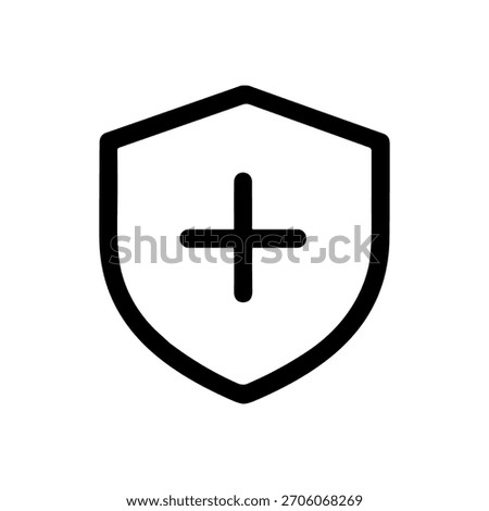 Simple Outline Health Shield with Plus Sign Protection Icon