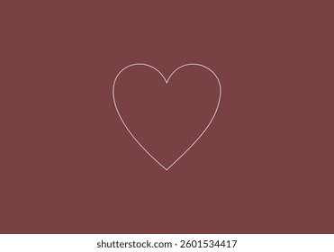 Simple Outline Heart on Red Background