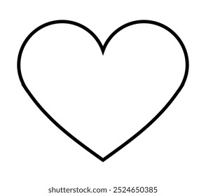 Un contorno simple de una forma de corazón en negro sobre un fondo blanco. Ideal para el amor, el romance, el día de San Valentín, las bodas y las conexiones emocionales. Estilo minimalista. Esta obra de arte de Vector utiliza limpio