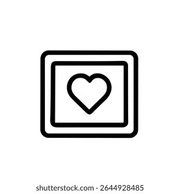 Simple Outline Heart in Square Shape Symbol Romance and Affection Icon