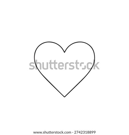 Simple outline heart symbol representing love, romance, and affection on a clean white background.