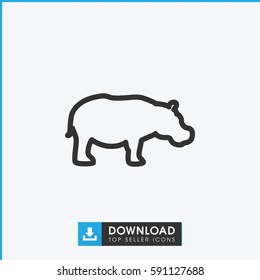 Simple outline hippopotamus vector icon. On white background.
