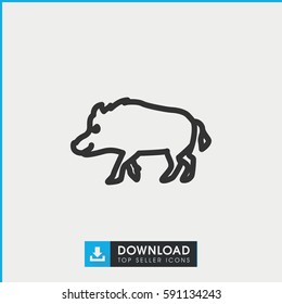 Simple outline hog vector icon. On white background.