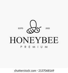 vector de logotipo de abeja de miel de contorno simple