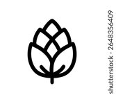 Simple Outline Hop Cone Design Element Shape Icon Clip Art