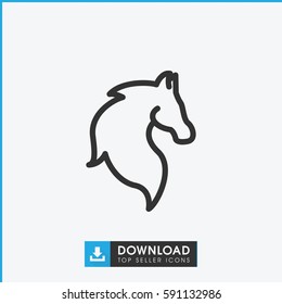 Simple outline horse vector icon. On white background.