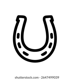 Simple Outline Horseshoe Luck Symbol Line Drawing Shape Icon