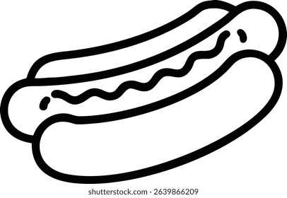 Simple Outline Hot Dog Sandwich Food Icon Illustration