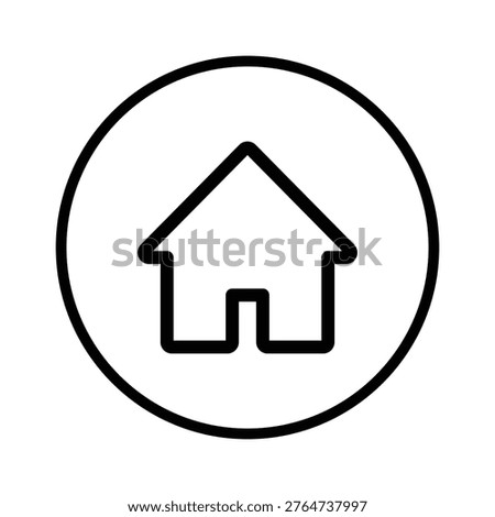 A simple outline house icon centered inside a thin black circle on a plain white background for web interface use.