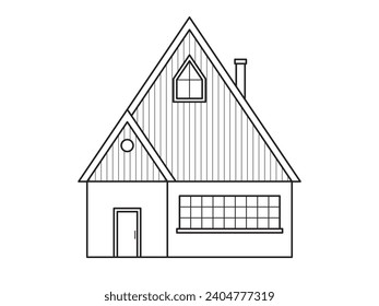 Simple outline house. Vector illustration isolated on white background