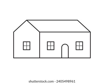 Einfaches Umrisshaus. Vektorgrafik einzeln auf weißem Hintergrund