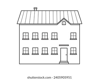 Sencillo esquema de casa. Ilustración del vector aislada en fondo blanco