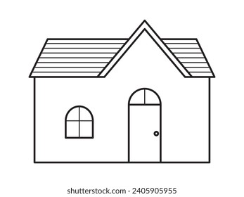 Sencillo esquema de casa. Ilustración del vector aislada en fondo blanco