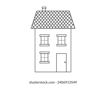 Einfaches Umrisshaus. Vektorgrafik einzeln auf weißem Hintergrund