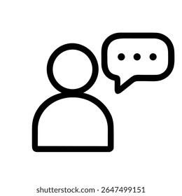 Simple Outline Human Figure with Speech Bubble Conversation Icon Symbol