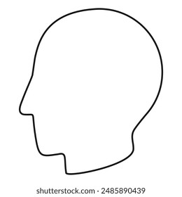 Simple outline of a human head in profile or side on view in vector