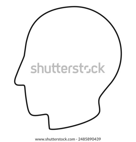 Simple outline of a human head in profile or side on view in vector
