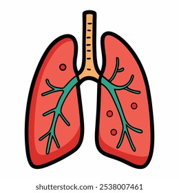 Esquema simple del icono de los pulmones humanos aislado en el fondo blanco