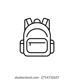 Simples ícone de contorno de uma mochila com alças e bolsos