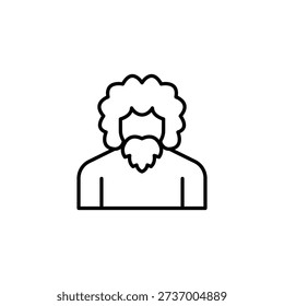 Simple Outline Icon Of A Bearded Man With Curly Hairstyle Vector Element Design