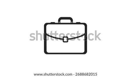 Simple outline icon of a briefcase representing business travel and professional work essentials silhouette