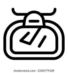 Icono de contorno simple de un teleférico que se mueve hasta un punto de vista panorámico