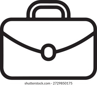 Einfaches Umriss-Icon einer klassischen professionellen Aktentasche oder Business-Tasche mit Griff und Verschluss. einzeln auf weißem Hintergrund, Illustration