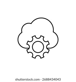 Einfaches Gliederungssymbol einer Wolke mit einem Zahnradsymbol für Einstellungen oder Konfiguration.