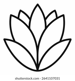 Simple outline icon of a crocus flower, isolated on a white background.