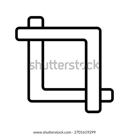 A simple outline icon of a crop tool. Ideal for photo editing, graphic design, and user interface applications to indicate framing or resizing.
