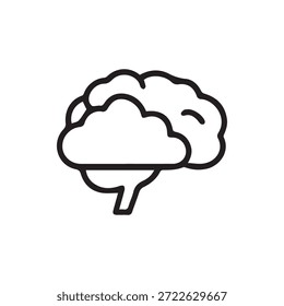 Un icono de contorno simple que representa el símbolo del cerebro humano de la memoria intelectual y las funciones cognitivas ideales para conceptos educativos o neurológicos