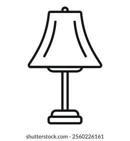 Simple outline icon of a desk lamp standing on a table, perfect for interior design concepts