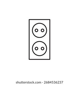Icono de contorno simple de una toma de corriente doble para la conexión de electricidad.