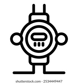 Icono de contorno simple de un medidor eléctrico que mide el consumo de electricidad