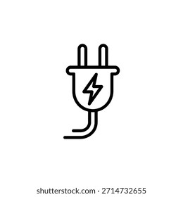 Icono de contorno simple de un enchufe eléctrico con un rayo