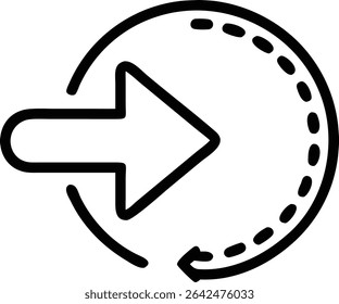 A simple outline icon featuring an arrow within a circle, indicating rotation. The dashed line suggests a clockwise direction, great for refresh or reload. 160
