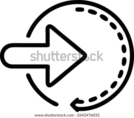 A simple outline icon featuring an arrow within a circle, indicating rotation. The dashed line suggests a clockwise direction, great for refresh or reload. 160