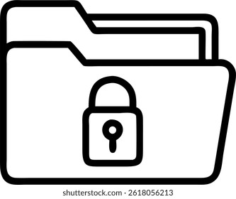 Um simples ícone de estrutura de tópicos de uma pasta de arquivos com um cadeado nela, simbolizando a segurança dos dados e o controle de acesso