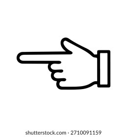 Simple Outline Icon of Hand with Index Finger Pointing Left